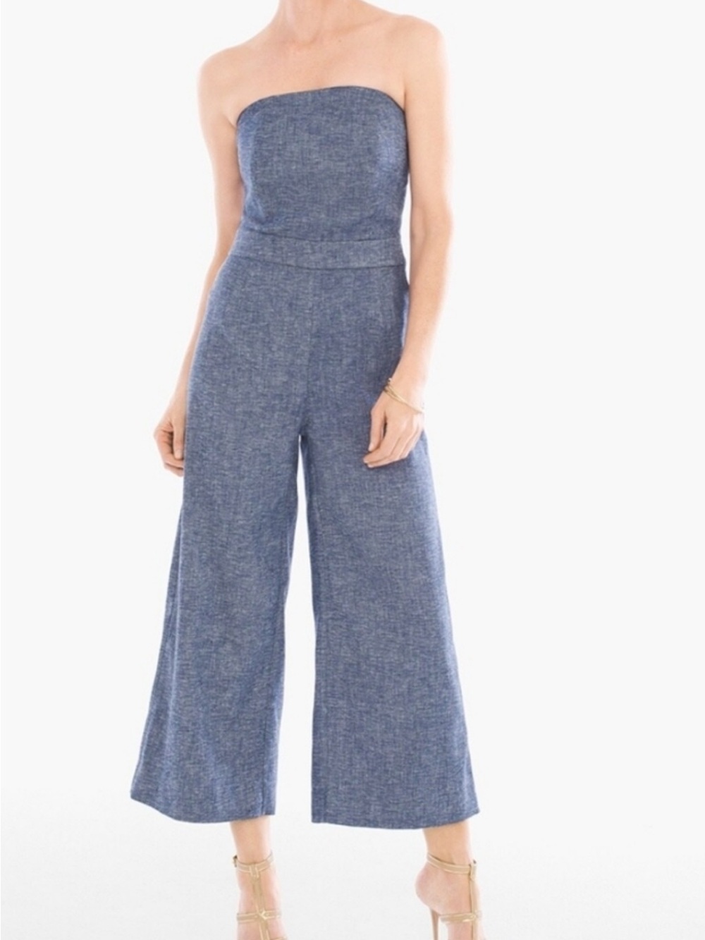 Chico's Strapless Wide-Leg Jumpsuit in Chambray Blue